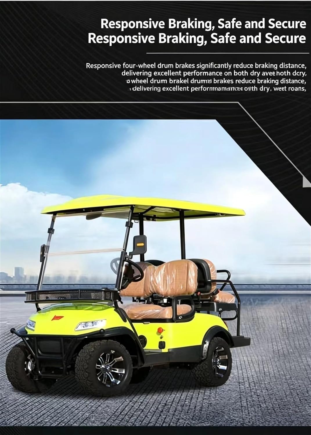 Electric Site Patrol Cart, 4 Seater Electric Vehicle for Electric Property Management Vehicle and Electric Facility Patrol Cart, Low Speed Electric Vehicle with LED Lighting and Lockable Storage