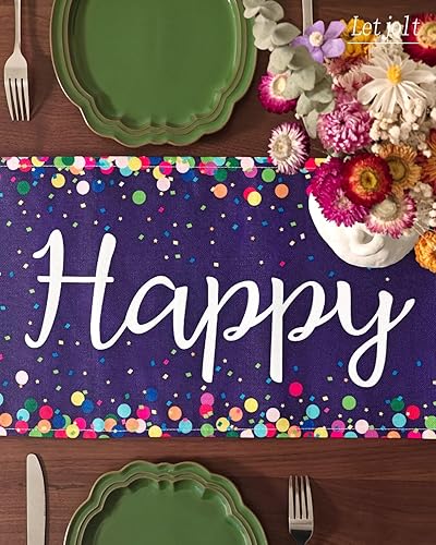 Miniatura 7 de Letjolt Camino de mesa de feliz cumpleaños negro decoración de mesa para celebrar fiesta de cumpleaños 108 pulgadas negro