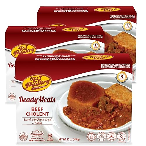 Miniatura 12 de KJ Poultry Comidas preparadas Kosher – Chulent de carne y kugel, MRE comidas de carne listas para comer, comida de shabat (paquete de 6) preparada