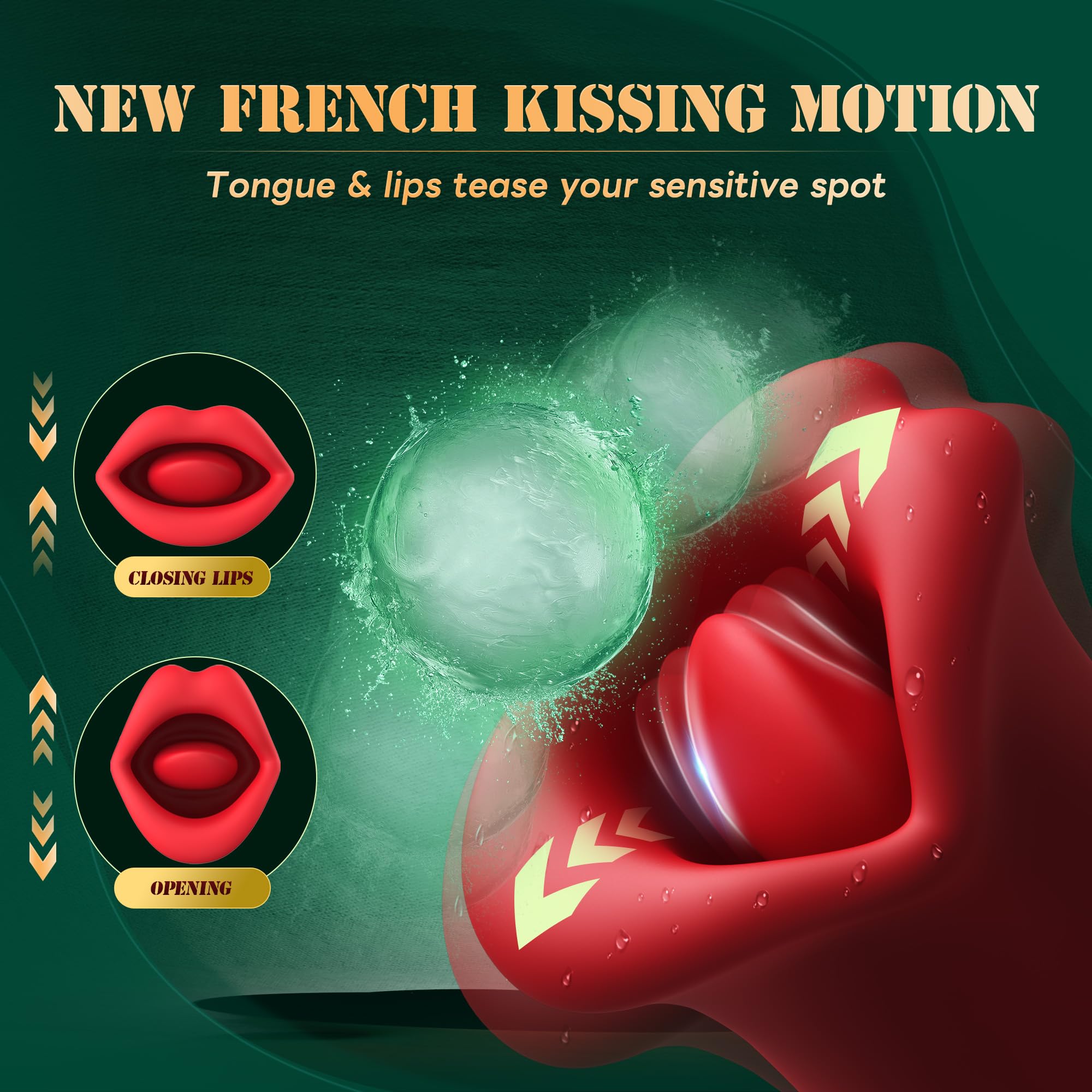 Tongue Vibrante Sex Toys per Donna Stimolare il Clitoride e G-Spot Donna con 10 Modalità di Vibrazione e 10 Modalità di Bacio Alla Francese, Silicone Massaggiatore per Coppia (GF-006)