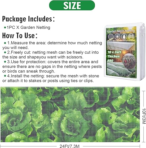 Miniatura 7 de Malla de jardín de 10 x 24.5 pies, malla 80 ultra fina para protección, verduras, flores, cultivos, árboles frutales, insectos y cubierta de plantas