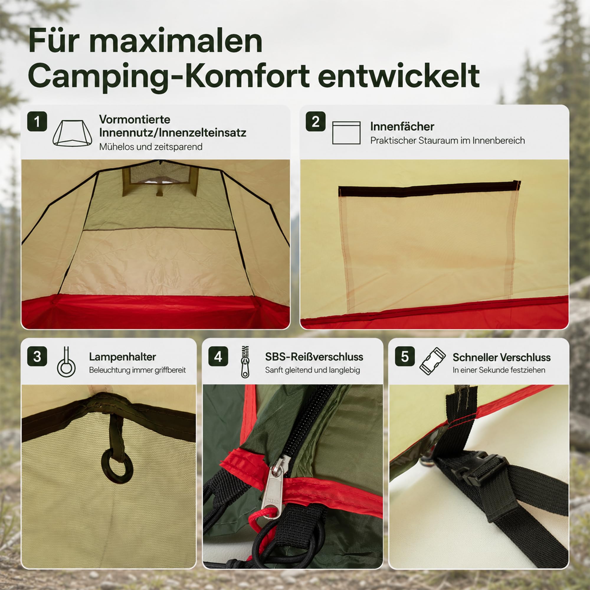 High Peak Trekkingzelt für 2–3 Personen mit Vorraum für Reisen