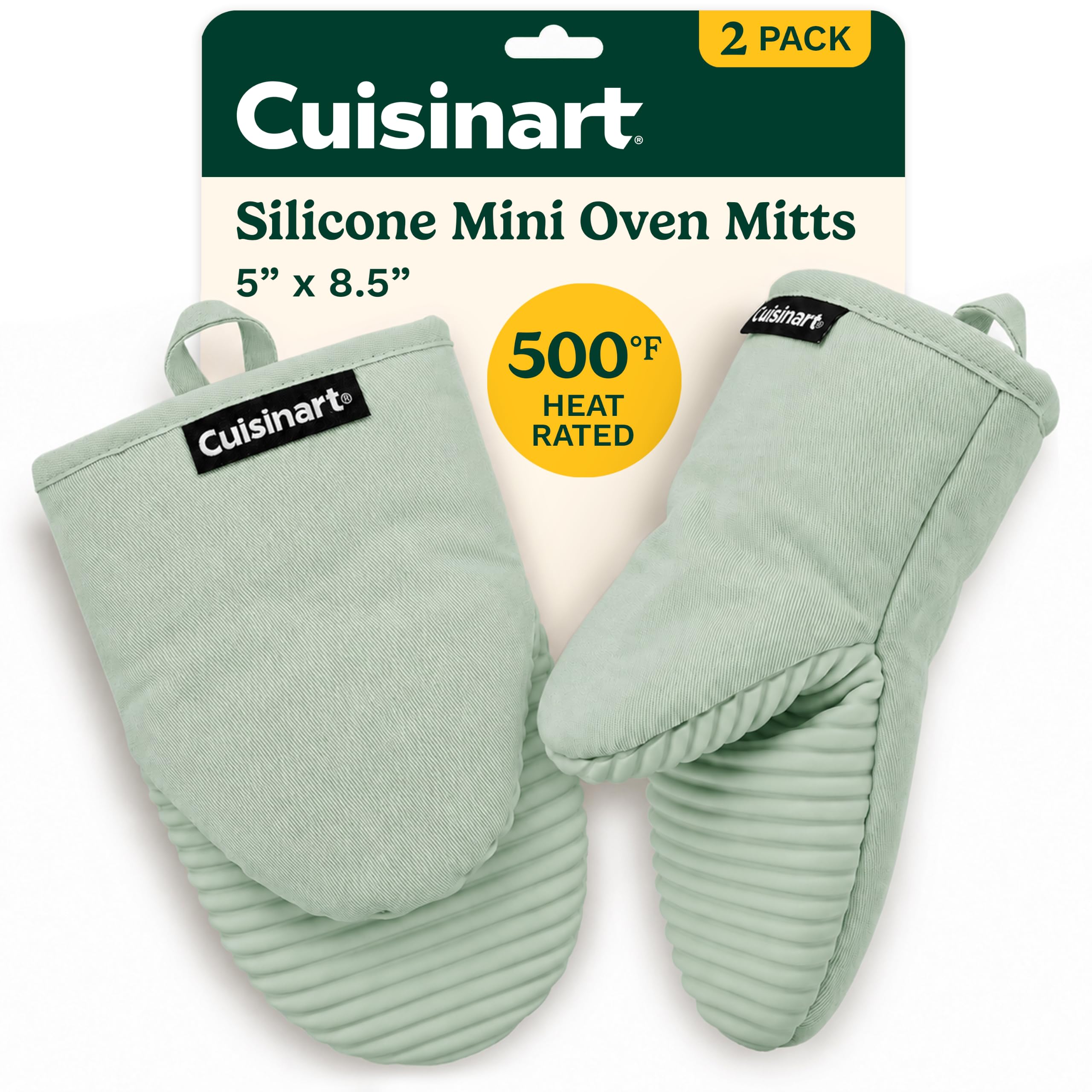 Cuisinart Mini-Ofenhandschuhe, 2 Stück, 12,7 x 21,6 cm, hitzebeständig bis 260 °C, Küchenhandschuhe, Rutschfester Silikongriff, Aufhängeschlaufe, kompakter Topflappen zum Backen, Luftfritteuse und