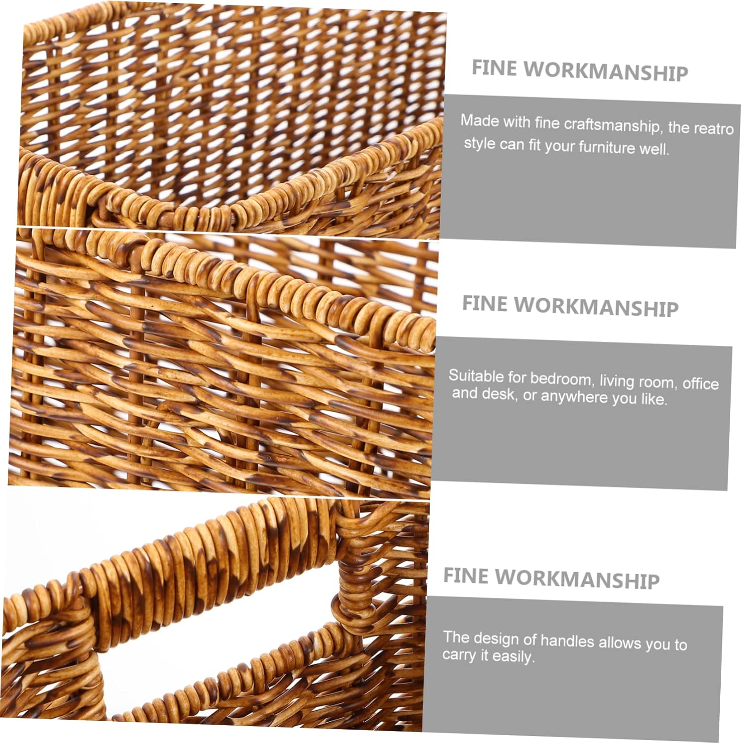 1pc Rectangular Creative Woven Storage Basket Household Container for Organizing Elegant Deep Lightweight and Stylish Design for Home