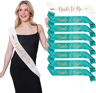 Bachelorettesy Bride Tribe Bridesmaids Sashes 8 Pack Satin Bachelorette Sashes for Bridal Shower Decorations, Bachelorette Party Decorations, Bachelorette Party Favors Girls' Night Out – Mint