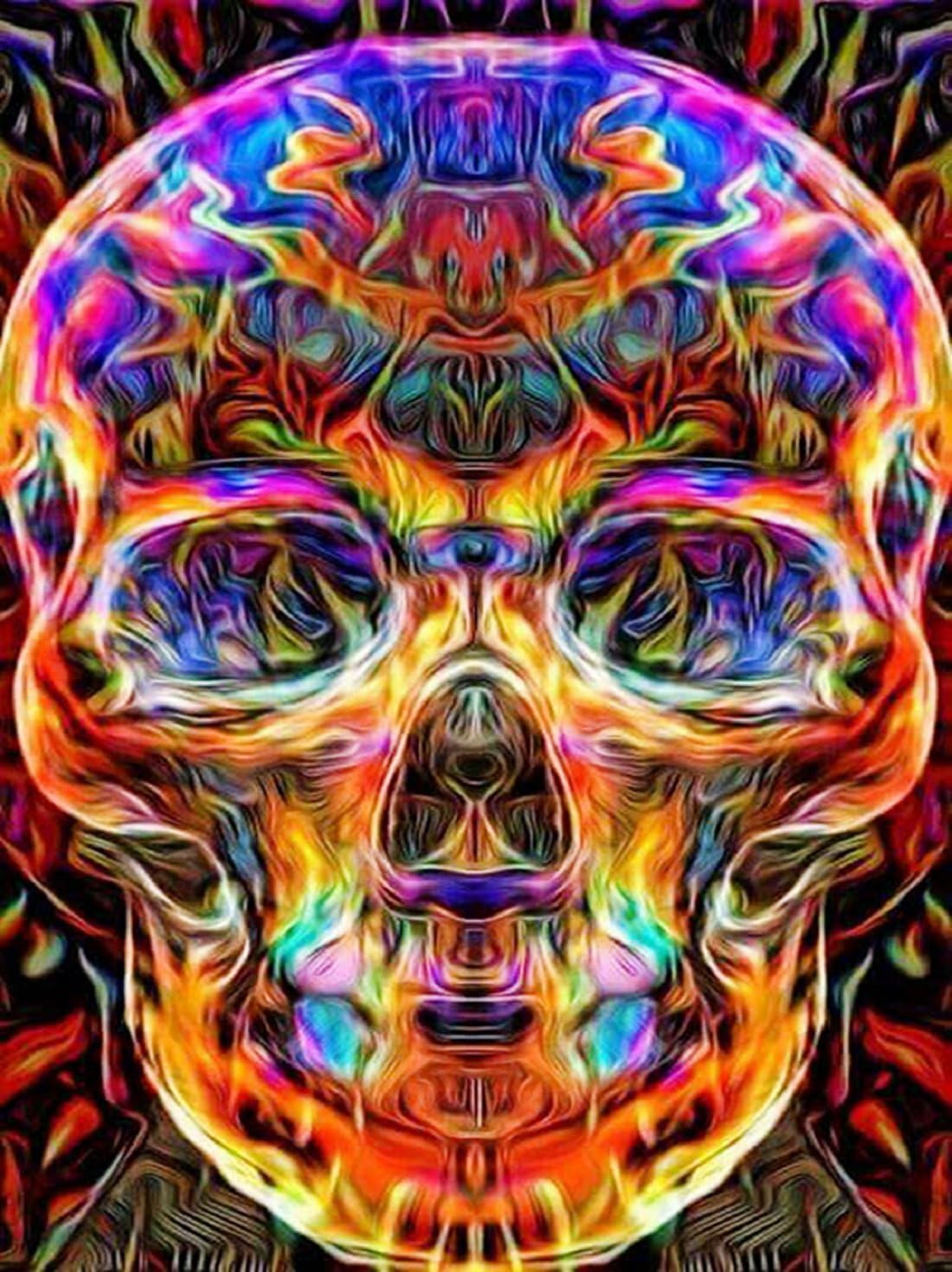 DIY 5D Diamond Painting by Number Kits, Full Drill Crystal Rhinestone Embroidery Pictures Arts Craft for Home Wall Decor Gift (Colored Skull)