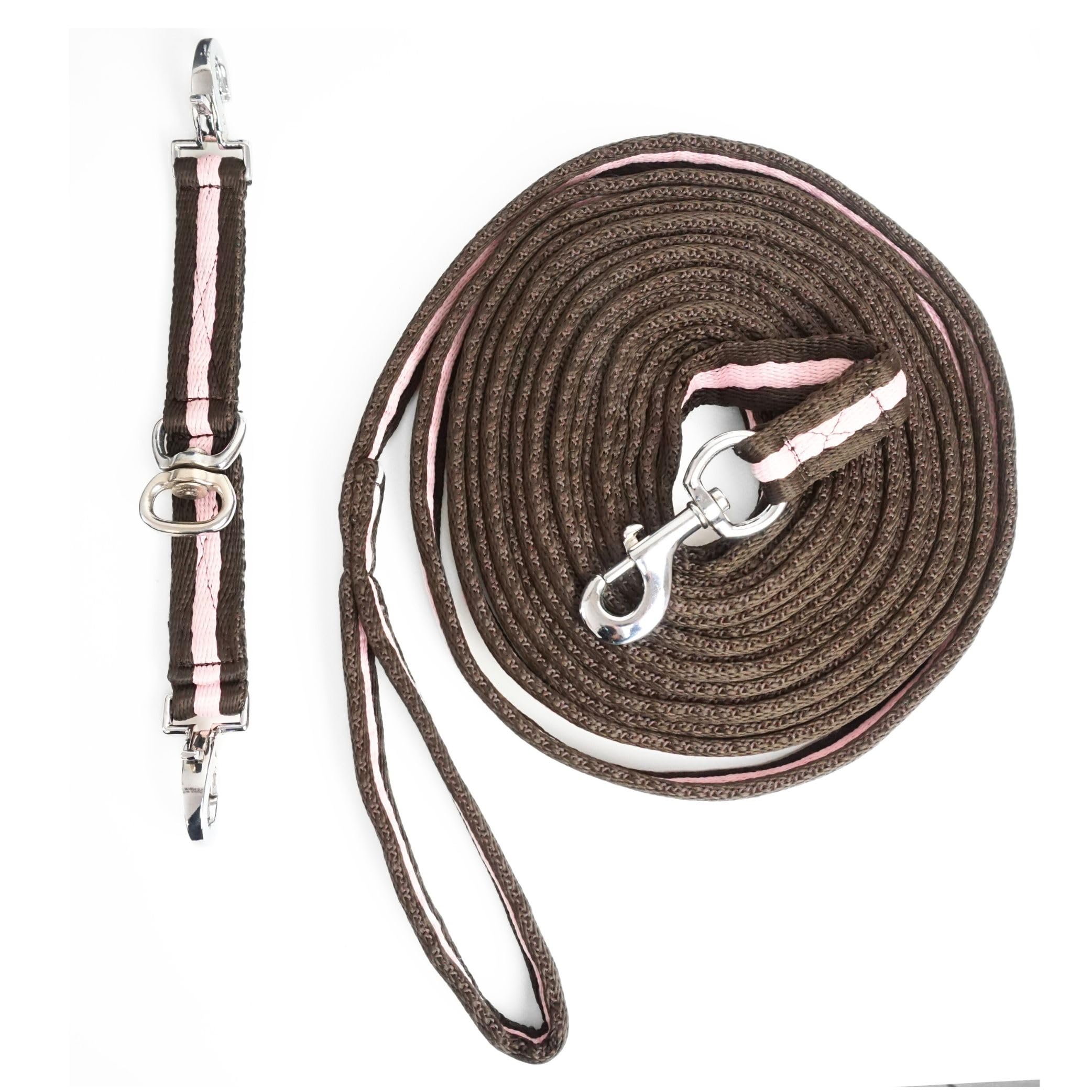 Longe et accessoires pour chevaux marron rose lors de la longe