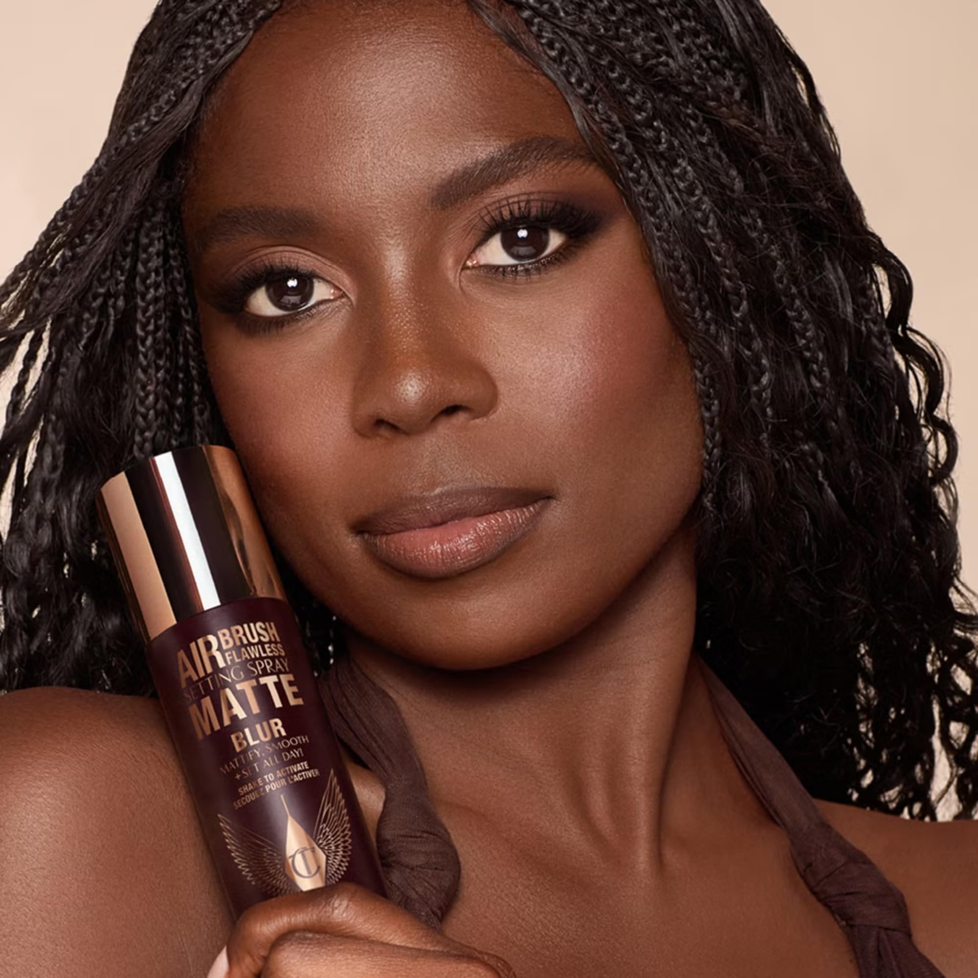 Charlotte Tilbury Aérographe Flawless Setting Spray mat, effet blur, spray de fixation matifiant, taille voyage