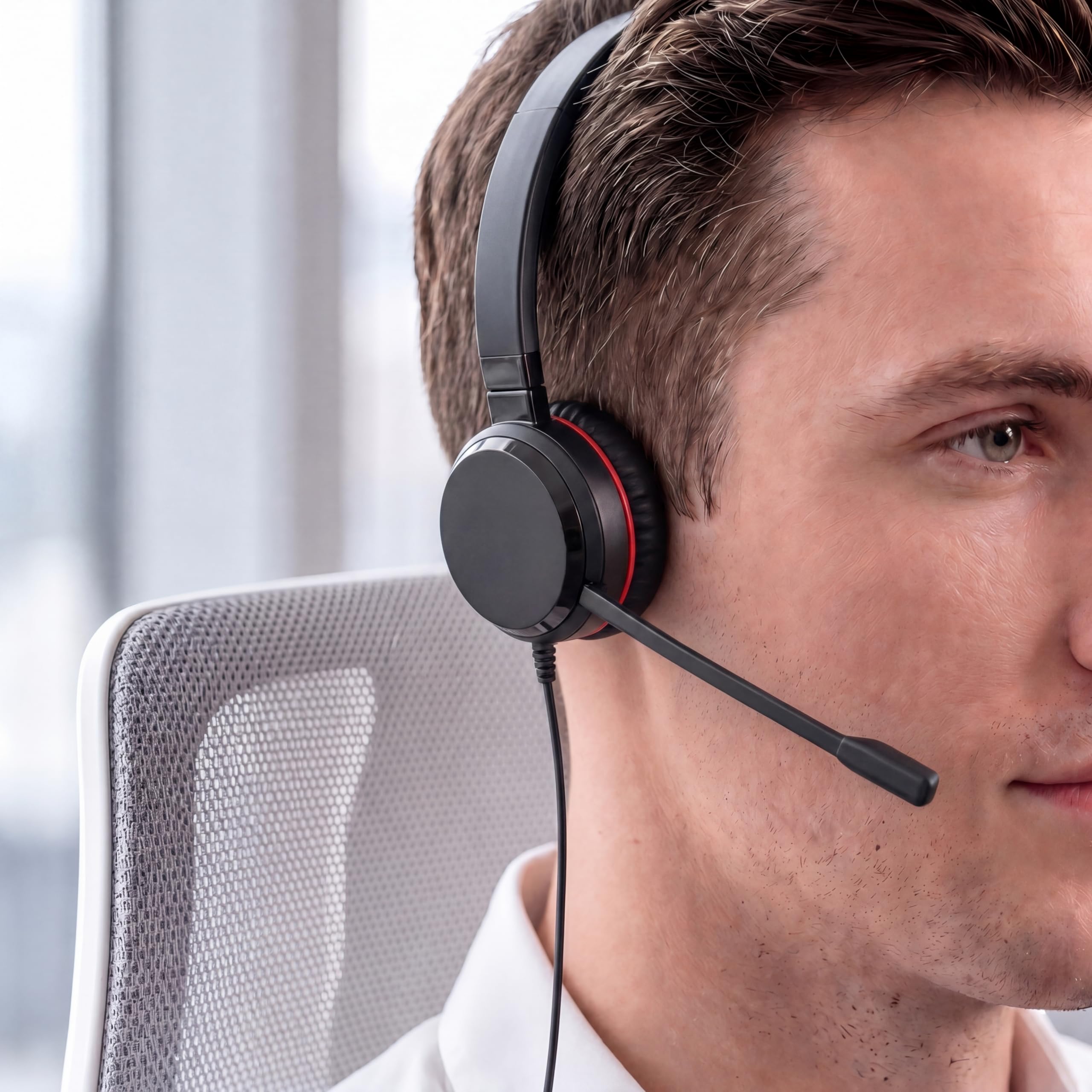 Almohadillas de repuesto para auriculares estéreo Jabra Evolve 20 30 40 65 con cable, cubierta de orejeras, cuero suave y almohadillas de espuma viscoelástica (no es compatible con Evolve2 30/Evolve2
