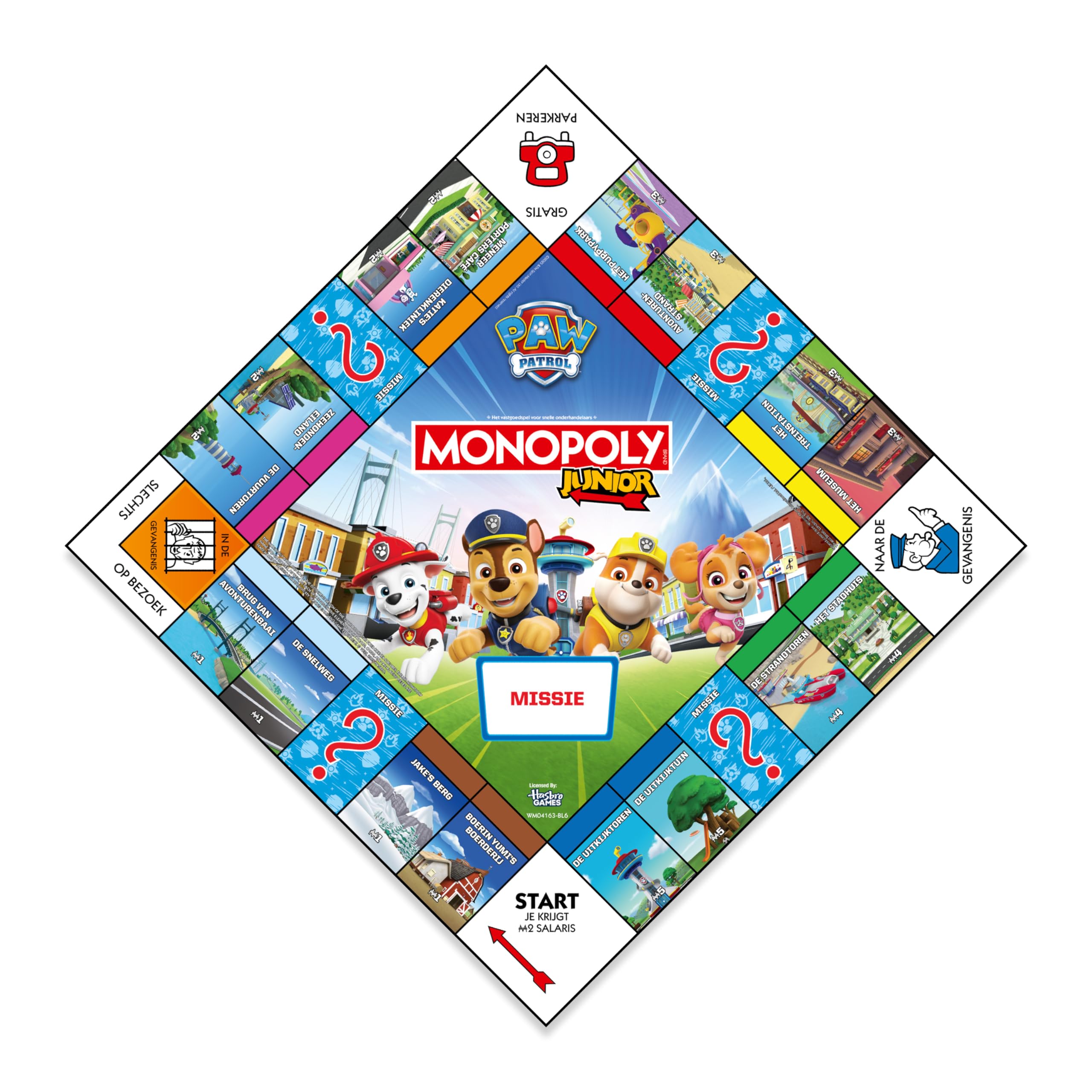 Winning Moves Monopoly Junior Psi Patrol Junior Edition - Gry rodzinne Strategiczne Gry planszowe Monopoly Psi Patrol Junior - gra planszowa dla dzieci - 2+ graczy od 5 lat - holenderski/francuski