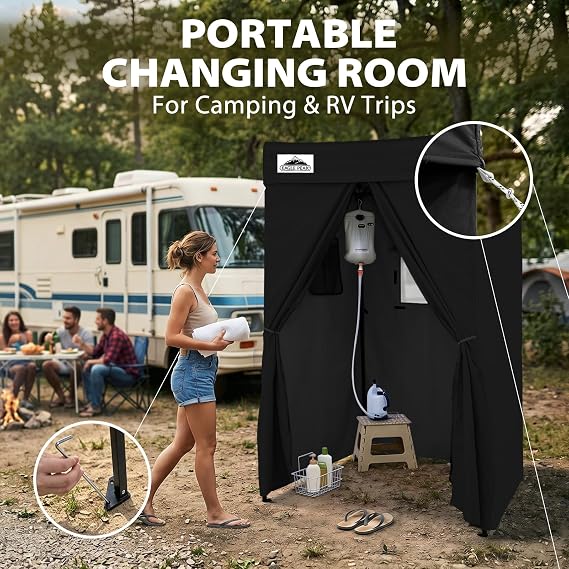 EAGLE PEAK Flex Compact 1.2x1.2m Pop-up Canopy Changing Room, Portable Privacy Dressing Room for Indoor Fashion Photoshoots, Camping, or Pool, Black