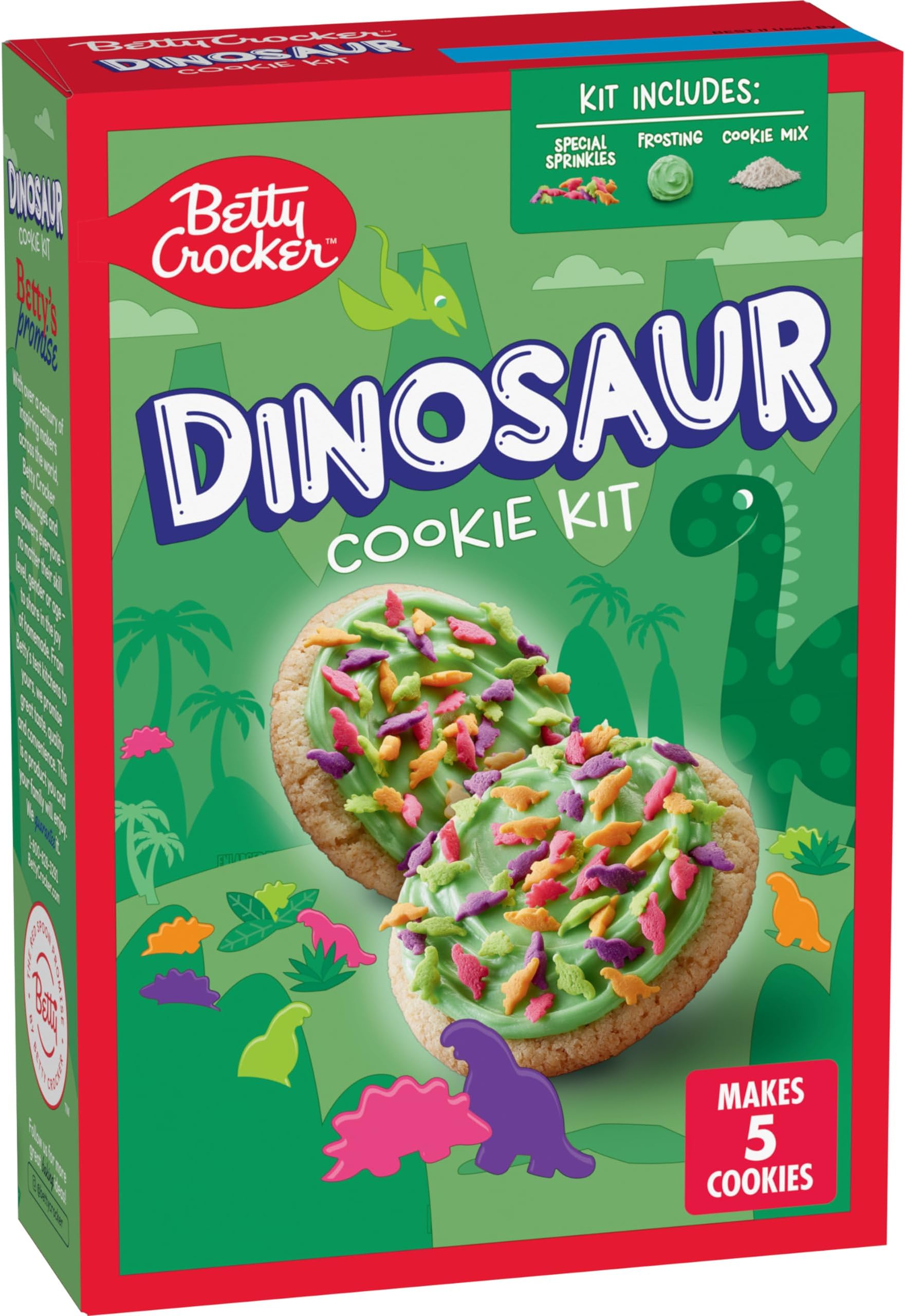 Betty Crocker Dinosaur Cookie Kit with Green Icing & Sprinkles, 11.6 oz