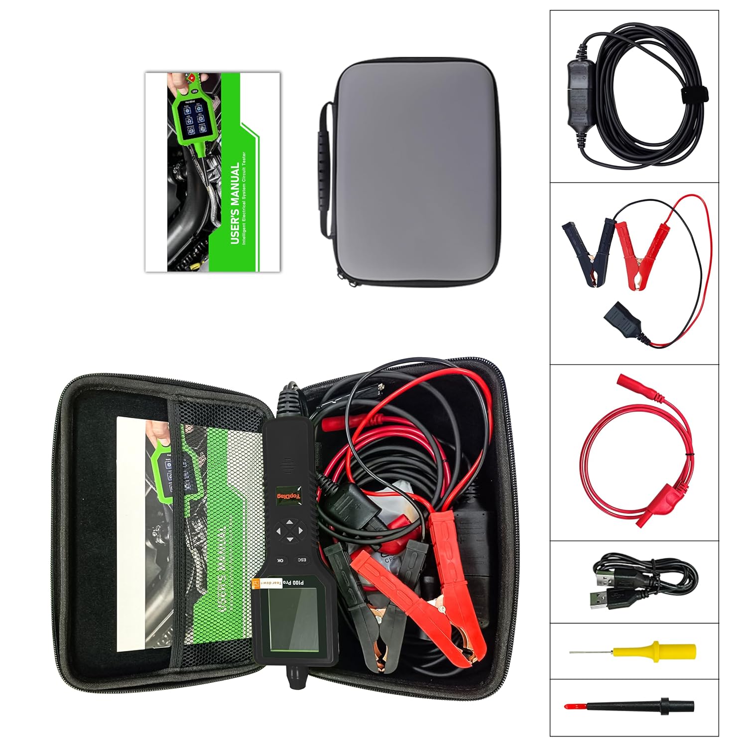 TopDiag P100 Pro 9-30v car Circuit Tester Automotive, Power Circuit Probe Kit Multimeter Digital Oscilloscope Test Tool (P100 Pro)