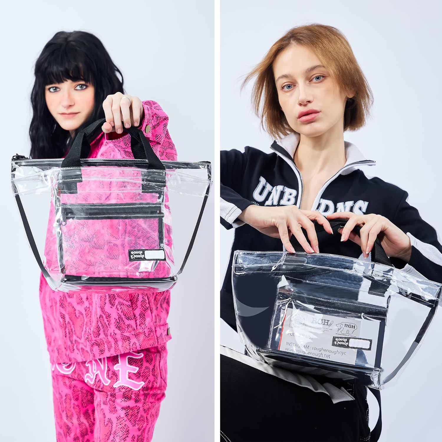 Rough Enough Clear Stadium Bag Handbag for Women Concert Sport Events Cute