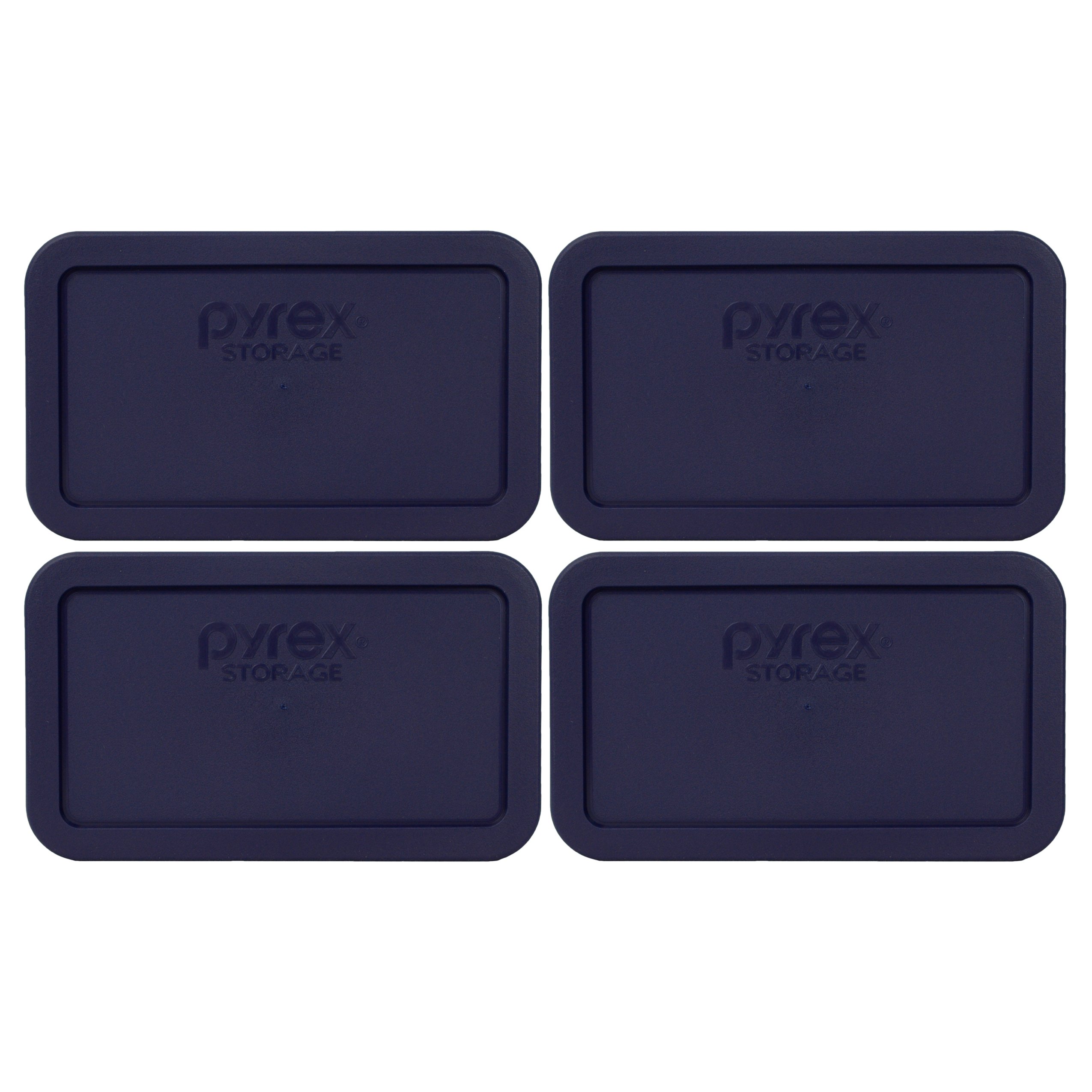 Pyrex Bundle - 4 Items: 7214-PC 4.8-Cup Dark Blue Rectangle Plastic Food Storage Lids Made in the USA