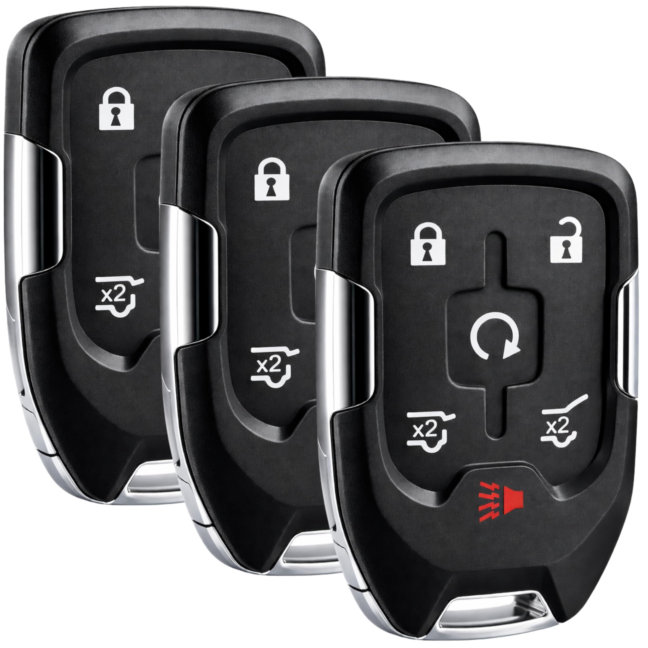 3X Smart Key Fob Replacement for 2015-2020 Chevy Suburban Tahoe GMC Yukon Yukon XL, HYQ1AA 13580802, Push to Start Only, Self Programmable with One Working Key