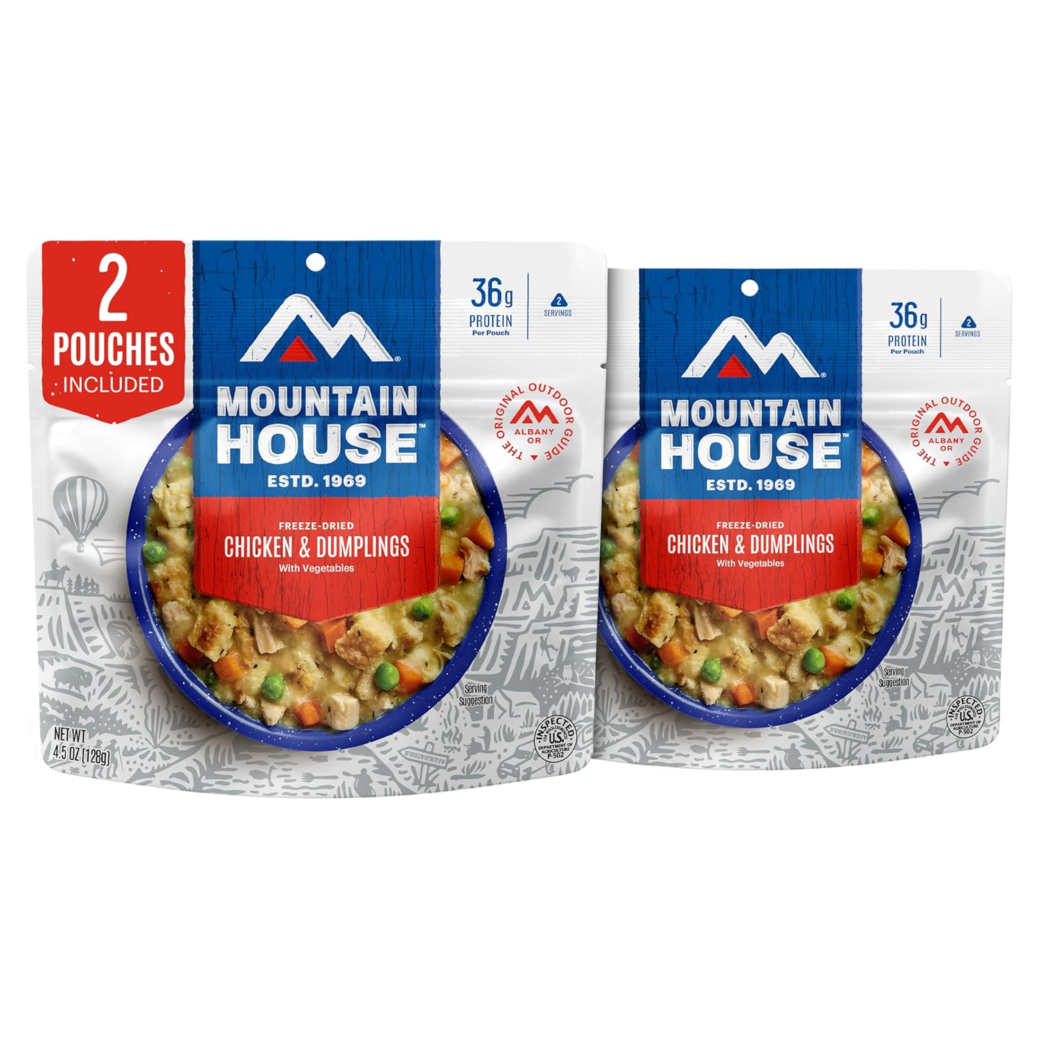 Mountain House Chicken & Dumplings | Freeze-Dried Food for Camping, 4 Servings, 30-Year Shelf-Life, 2-Pack