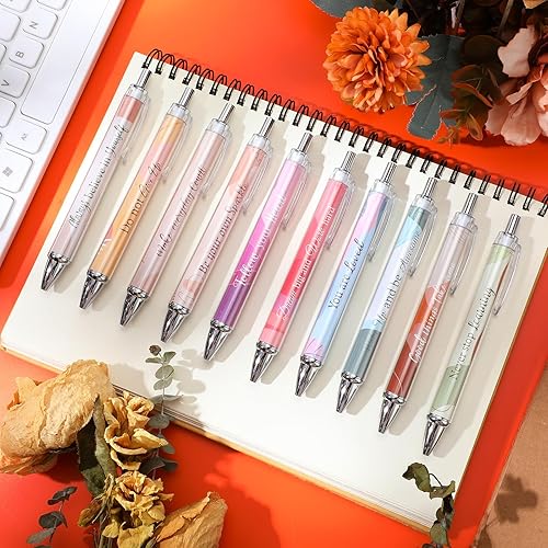 Miniatura 4 de Yeaqee 50 bolígrafos inspiradores a granel, con citas motivacionales, punta de lápiz capacitivo, regalo de Navidad, bolígrafos de tinta negra