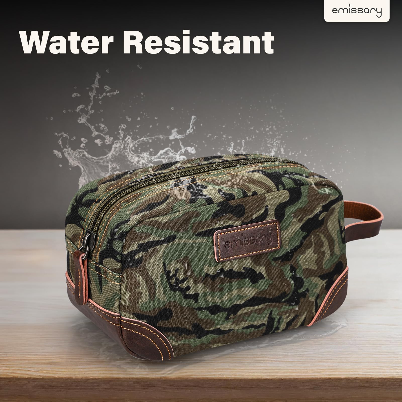emissary Canvas and PU Leather Travel Toiletry Bag