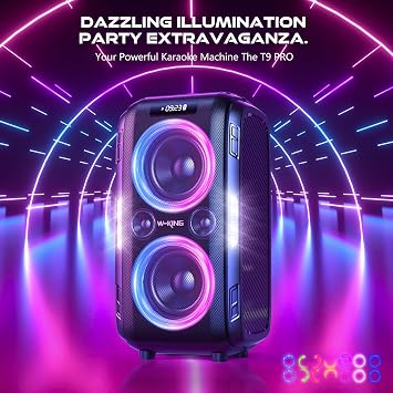 W-KING Party Large Bluetooth Speaker Loud-(200W PEAK)120W Extra Deep Bass, V5.3 Big Boombox Karaoke Portable Speaker Wireless, 12 Custom Bass, Massive 120dB/IPX5/Lights/USB Play/MIC&Guitar Port/TF/AUX