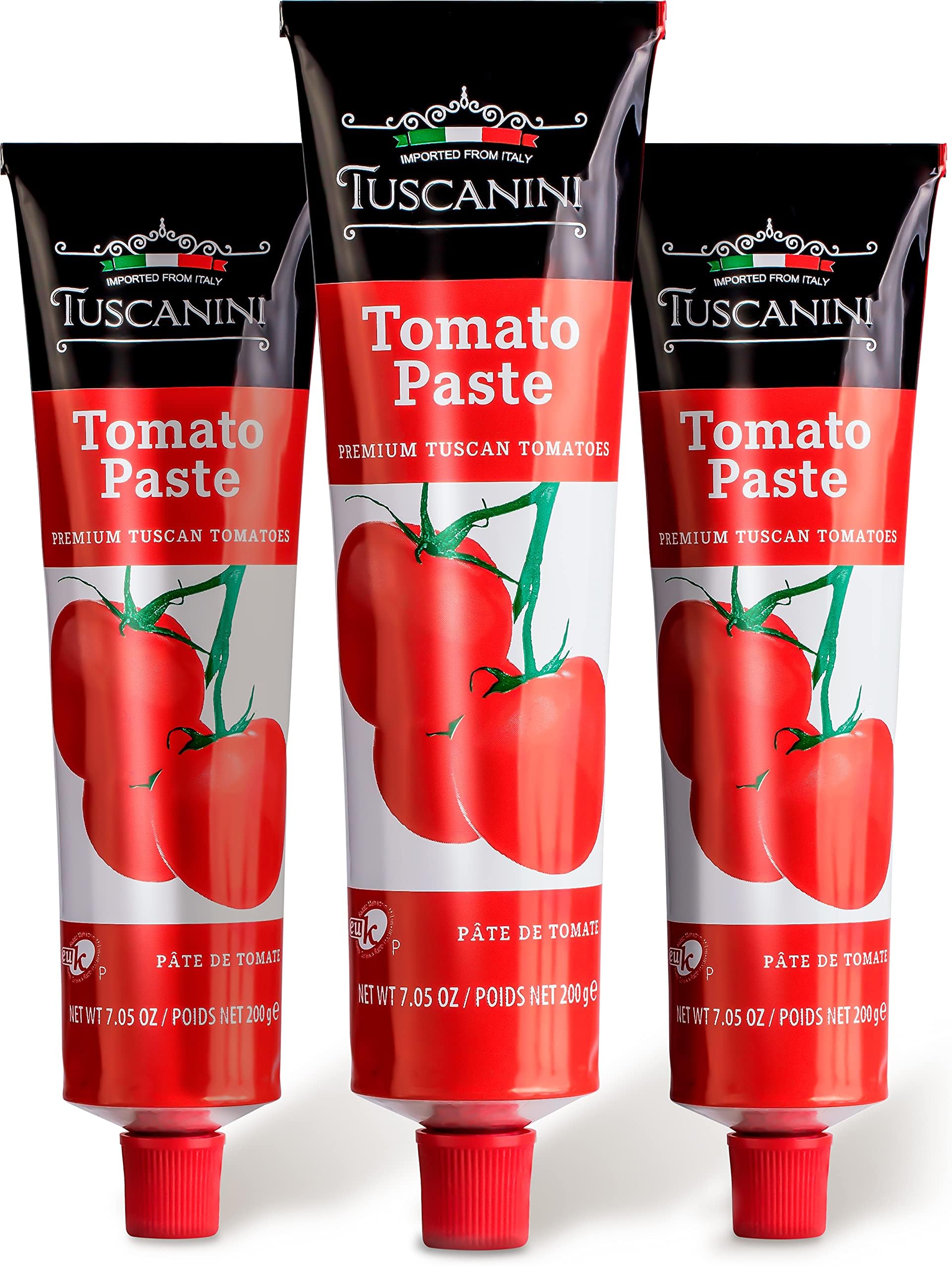 Tuscanini Premium Double Concentrated Tomato Paste Tube, 7.5oz (3 Pack) Made with Premium Italian Tomatoes