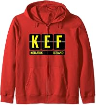 KEF Keflavik Iceland Travel Souvenir Yellow Zip Hoodie