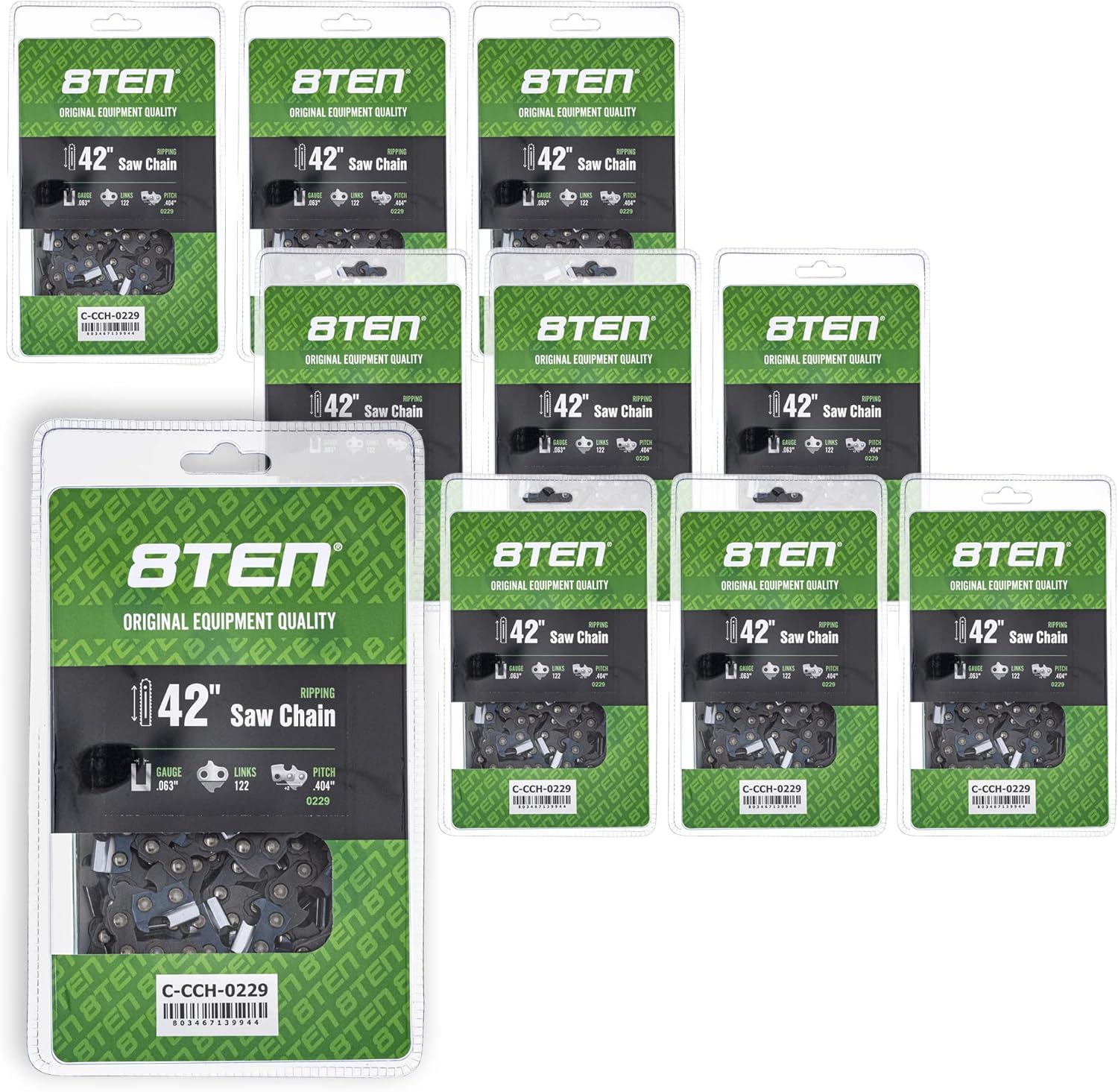 8TEN Ripping Chainsaw Chain 42 Inch .063 .404 122DL for Stihl 051 075 076 088 MS880 (2 Pack)