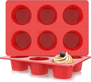 Jumbo Muffin Pan Silicone, European LFGB Cupcake Pan 6 Cups, Non-Stick Deep Cupcake Baking Pan, Silicone Large Muffin Mold...