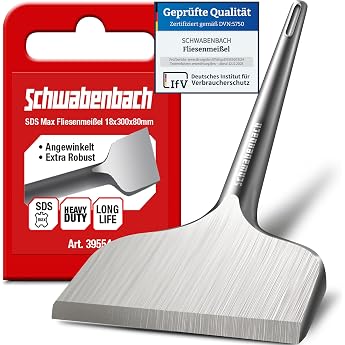 SCHWABENBACH  SDS MAX Tile Chisel 300 x 80 mm Angled 18 mm Holder