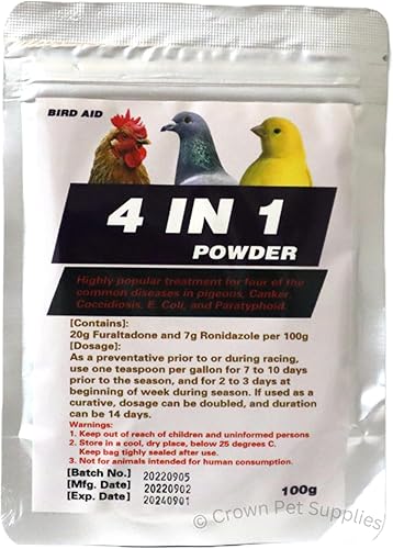Pwoder 4 en 1 para palomas, canarios, pinzones, periquitos, cacatúas, loros, pájaros pequeños en jaula y aves de aviario