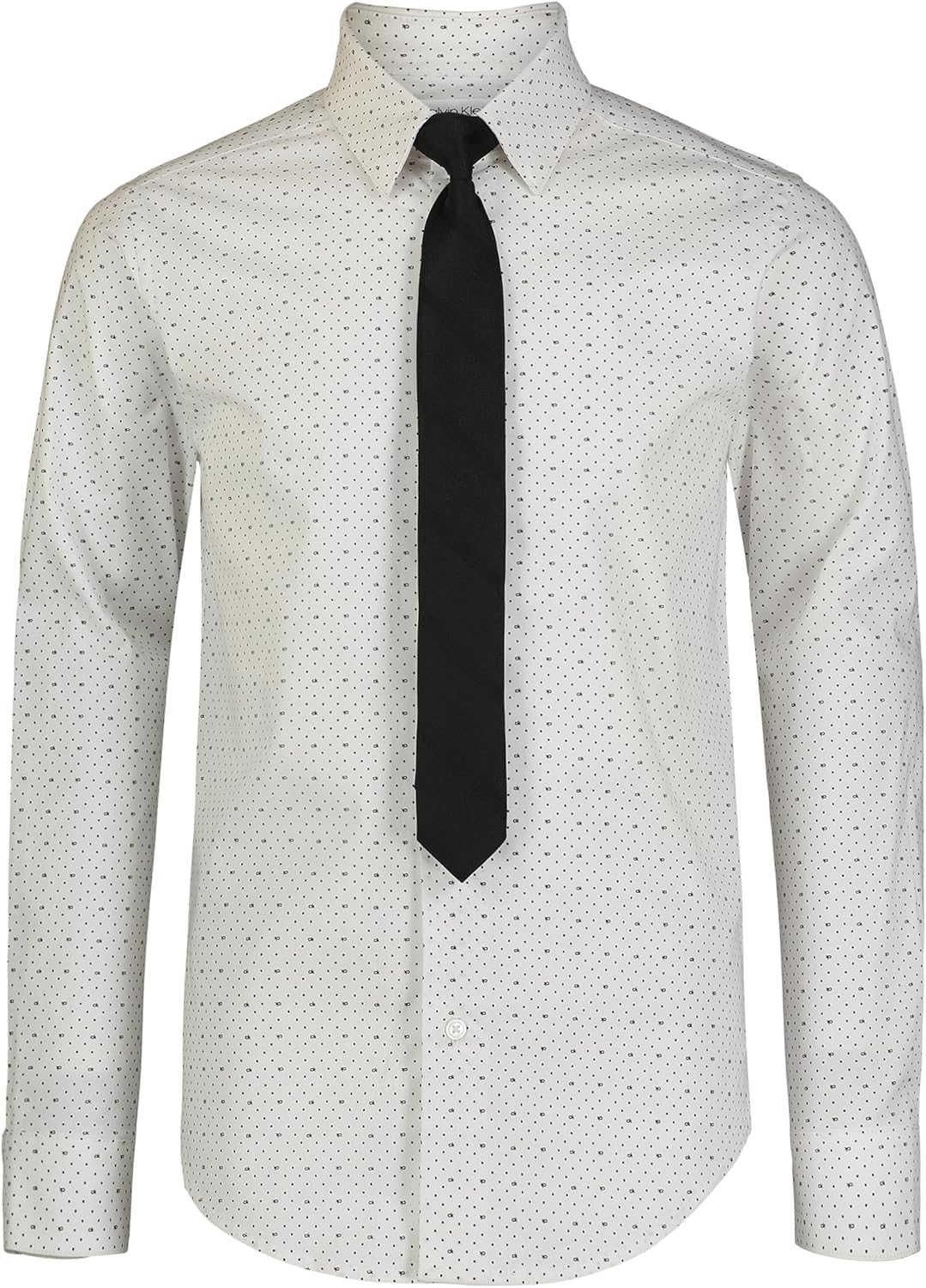 Calvin Klein Boys Long Sleeve Button-Down Collared Dress Shirt with Tie and Chest Pocket