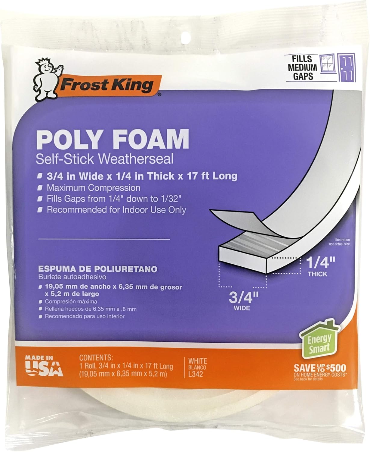 Frost King R538H Foam Tape, 3/8" W, 5/16" T, 10 ft L, Black - Weather Stripping - 