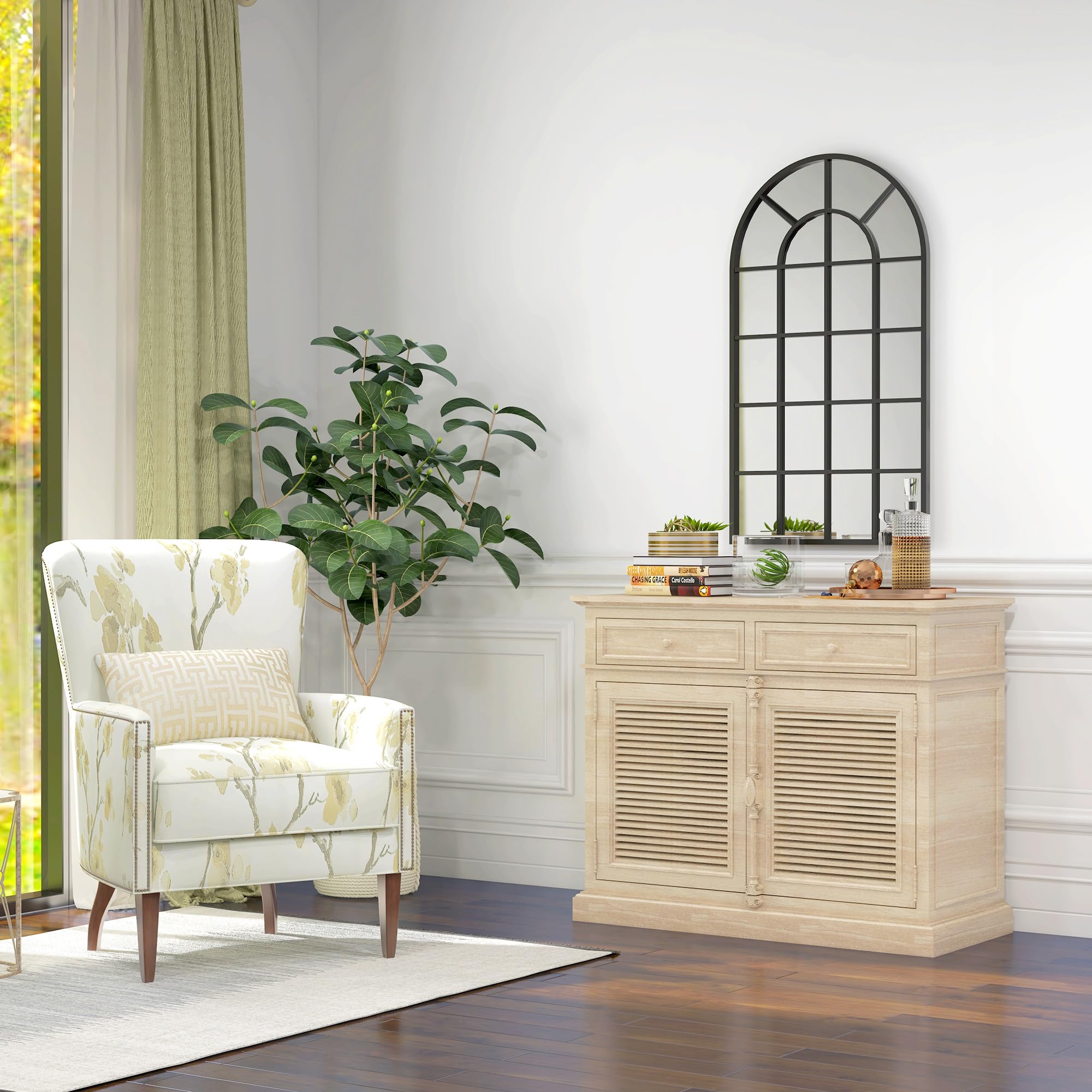 HOMCOM Specchio da Parete e da Appoggio 62x2.5x110 cm Nero | Specchio ad Arco per Casa e Ufficio, Metallo