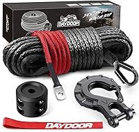 DAYDOOR 1/4" x 50ft 10,000LB Synthetic Winch Rope for ATV UTV 4x4 Offroad - Lighter Safer UHMWPE Line w/ Forged Hook & Stopper (Gray)