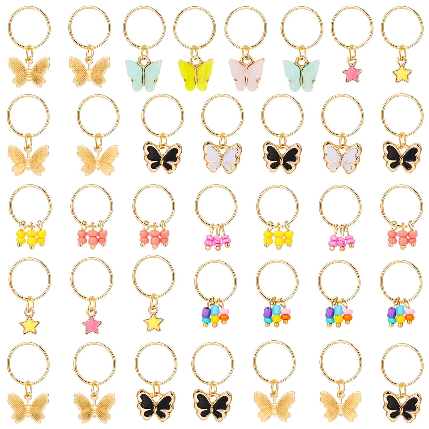 WILLBOND Gold Hair Jewelry for Braids - Colorful Loc Charms