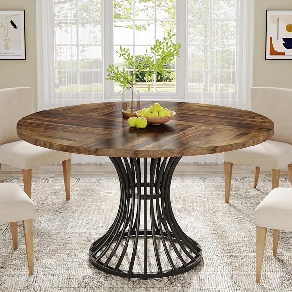 Beautiful Round Dining Table Ideas for Any Space 20 Industrial Round Table with Hourglass Base