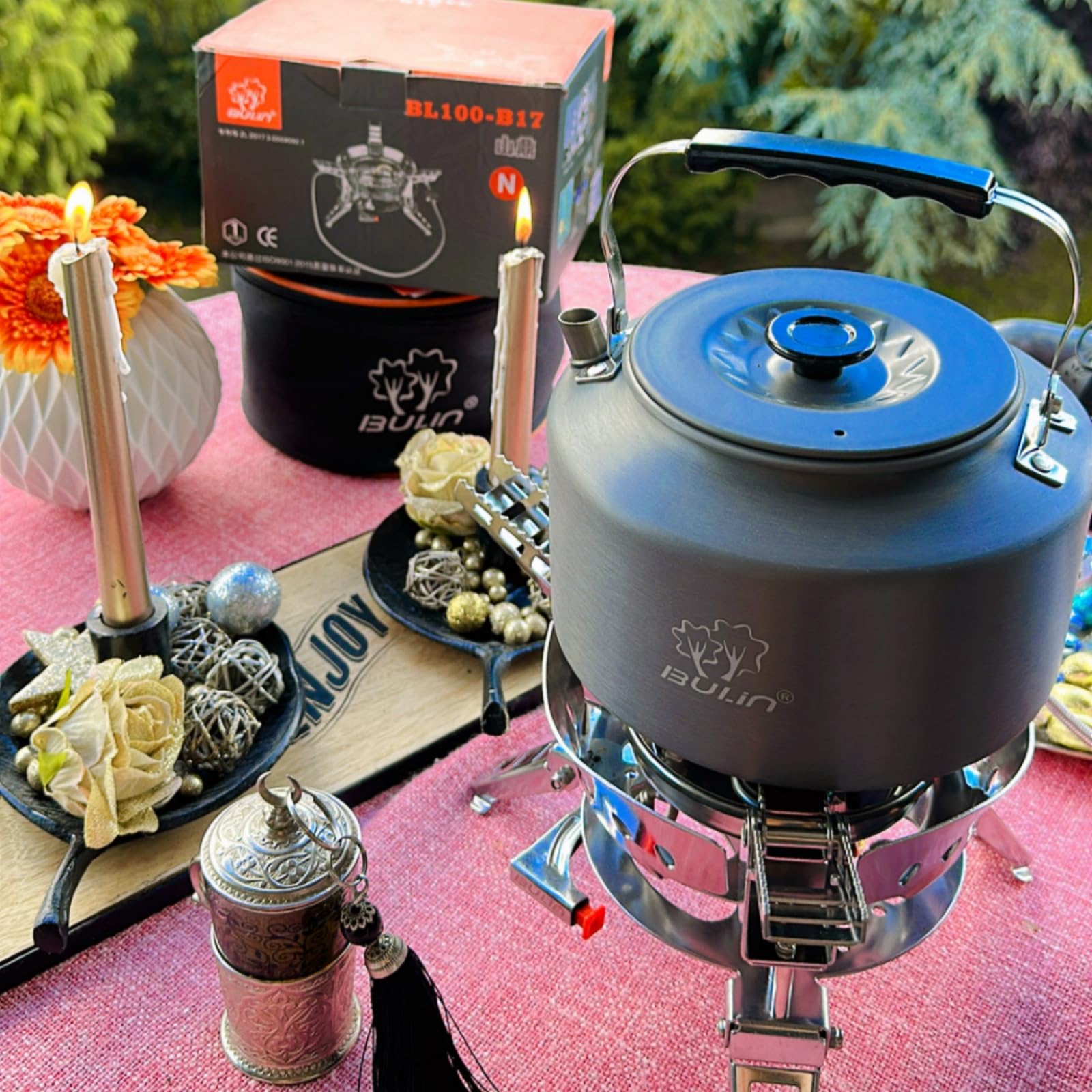 Bulin Bollitore da Campeggio, bollitore Portatile Piccolo in Alluminio anodizzato, teiera con Fondo reattore per 2-3 Persone, Ideale per Trekking, Campeggio, Picnic, Outdoor