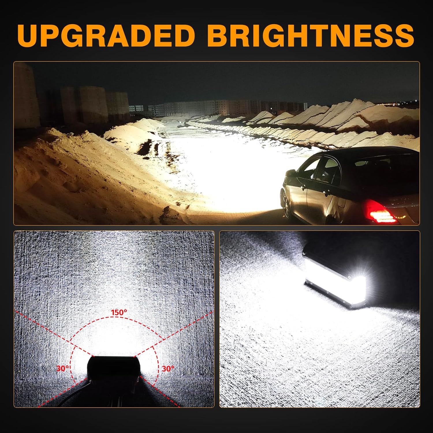 Side Shooter Light Pods, Muto-Beam 2PCS 5Inch Quad Row LED Light Bars Off Road Driving Lighting Spot Flood Combo Light Work Lights LED Fog Lights for Truck UTV ATV SUV Boat Tractor