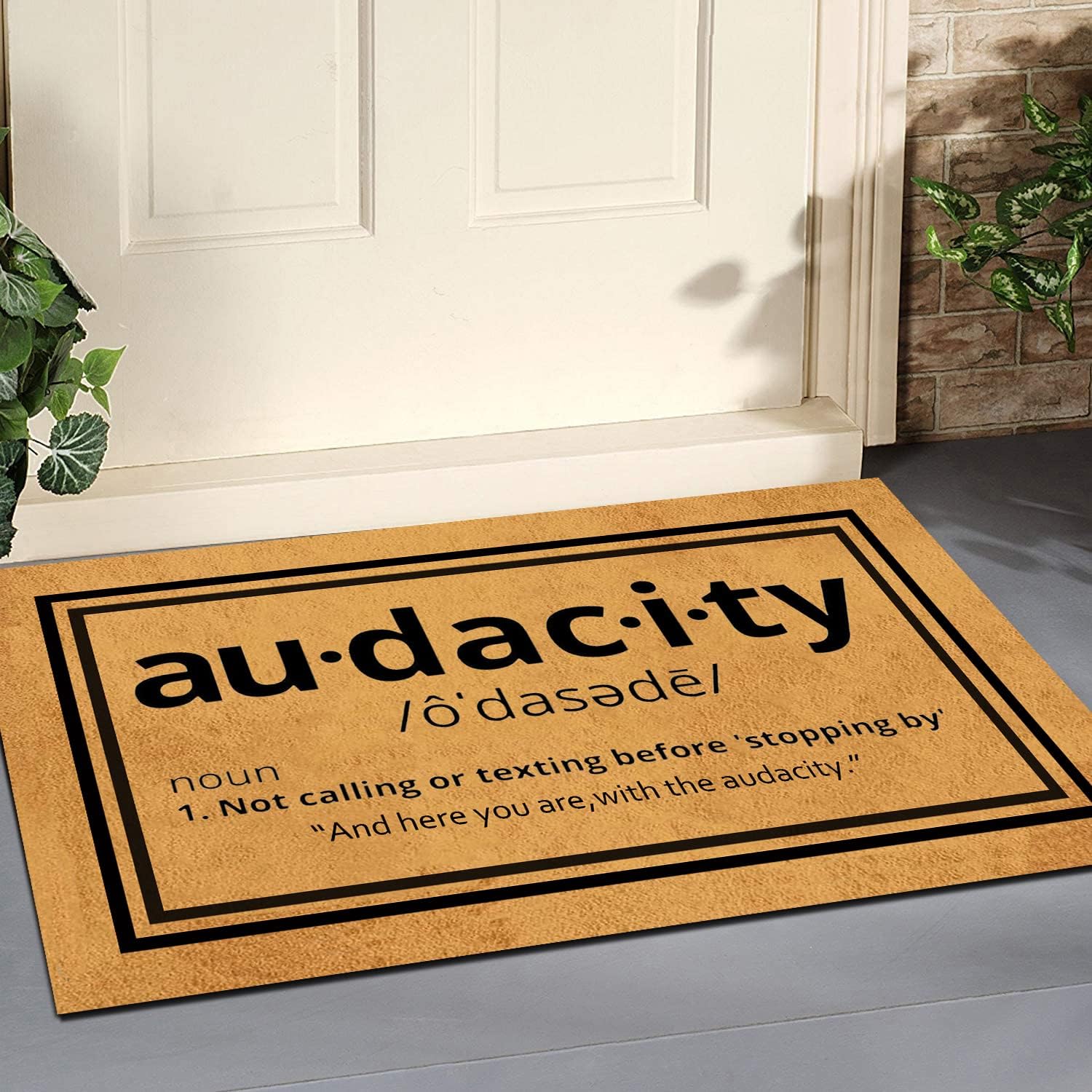 Funny Doormat for Indoor Outdoor - Audacity Definition Door Mat Funny Front Door Mat Welcome Mat Kitchen Mat Entrance Floor Mat Non Slip Mats Indoor Outdoor Rug 23.6 in(L) by 15.7 in(W)