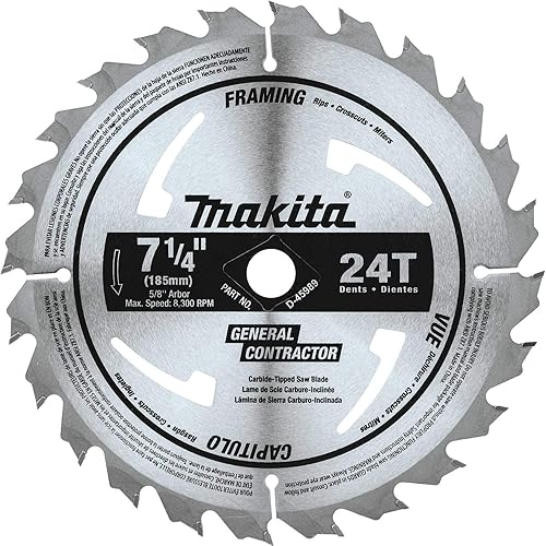 Makita D-45989 7-1/4" 24T Carbide-Tipped Circular Saw Blade, Framing/General Purpose
