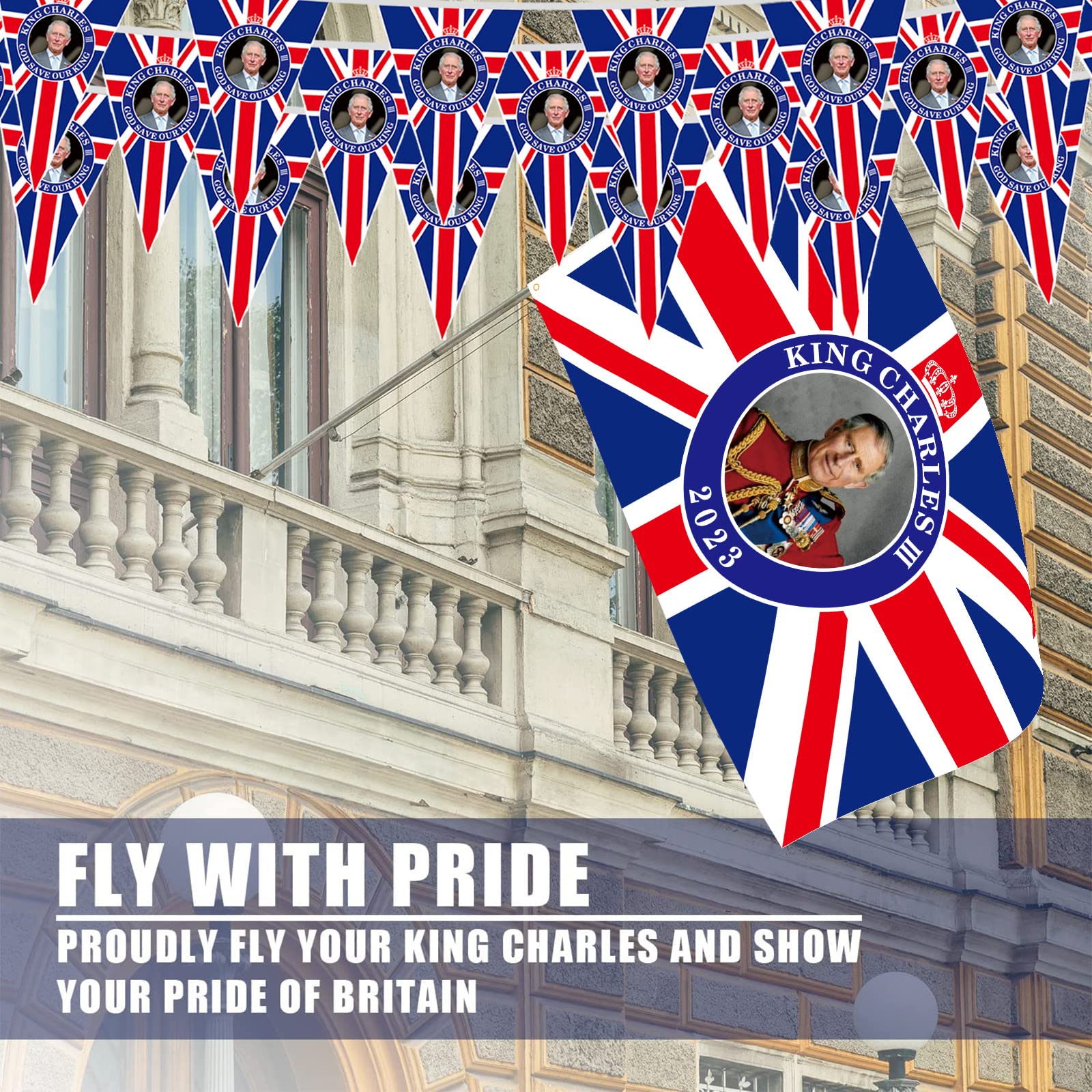 Guirlande De Fanions Avec Drapeau Union Jack King Charles III