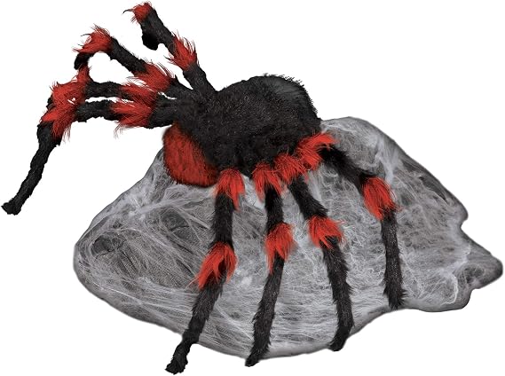 Spirit Halloween 21 Inch LED Red and Black Jumping Spider Animatronic, Multicolor