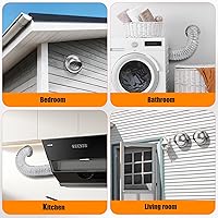 Vista 8 de Cubierta de ventilación de secadora Matework para exterior, de acero inoxidable redonda de 4 pulgadas, ventilación de pared de apertura automática