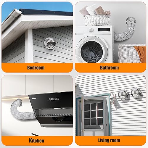 Miniatura 8 de Cubierta de ventilación para secadora exterior, rejilla de ventilación redonda de acero inoxidable de 4 pulgadas y manguera de conducto de secadora,
