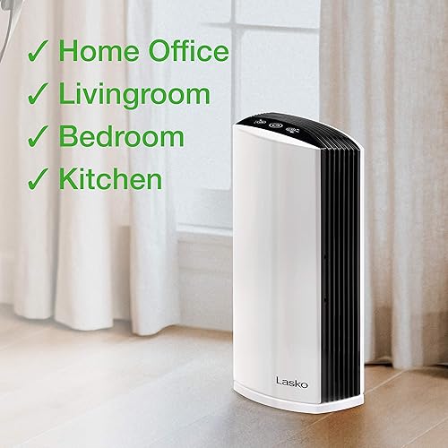 Miniatura 8 de Lasko LP450 - Purificador de aire de torre HEPA prémium para el hogar con DreamMode y temporizador la filtración HEPA verdadera elimina el 99.97%