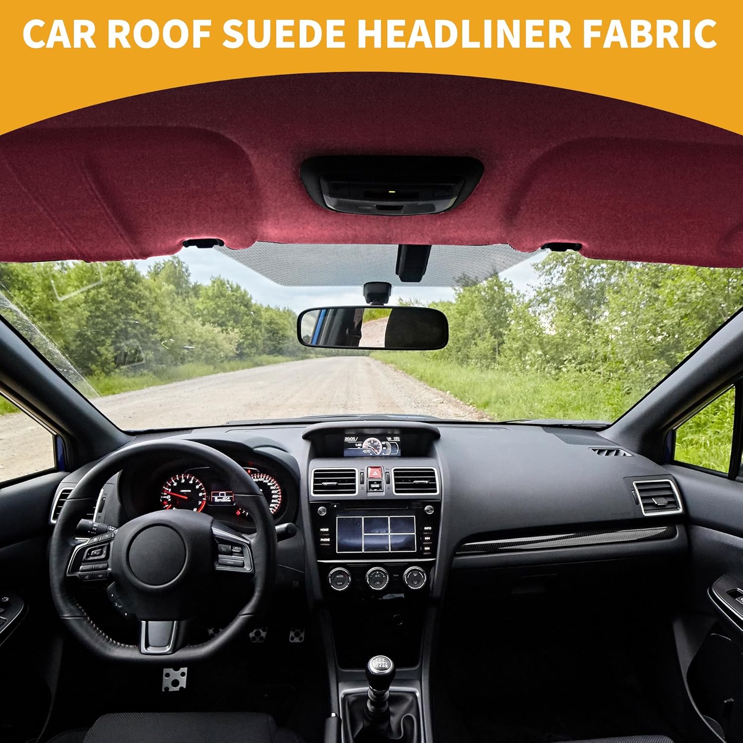 Headliner Fabric 96" L x 57" W Interior Trim DIY Roof Repair Replacement Suede Fabric Wine Red 1 Pcs