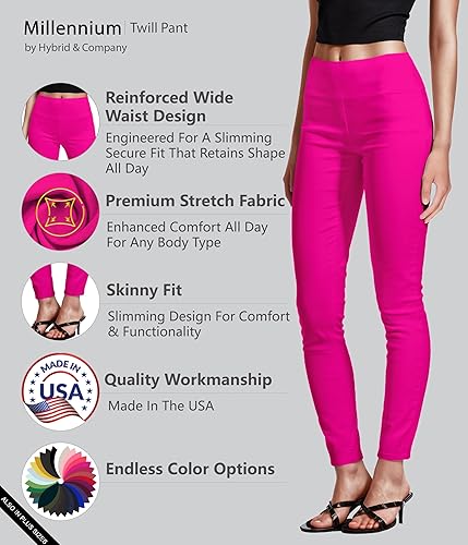 Miniatura 2 de Hybrid & Company Pantalón súper cómodo elástico con cintura elástica completa, estilo pull-on, de sarga Millennium