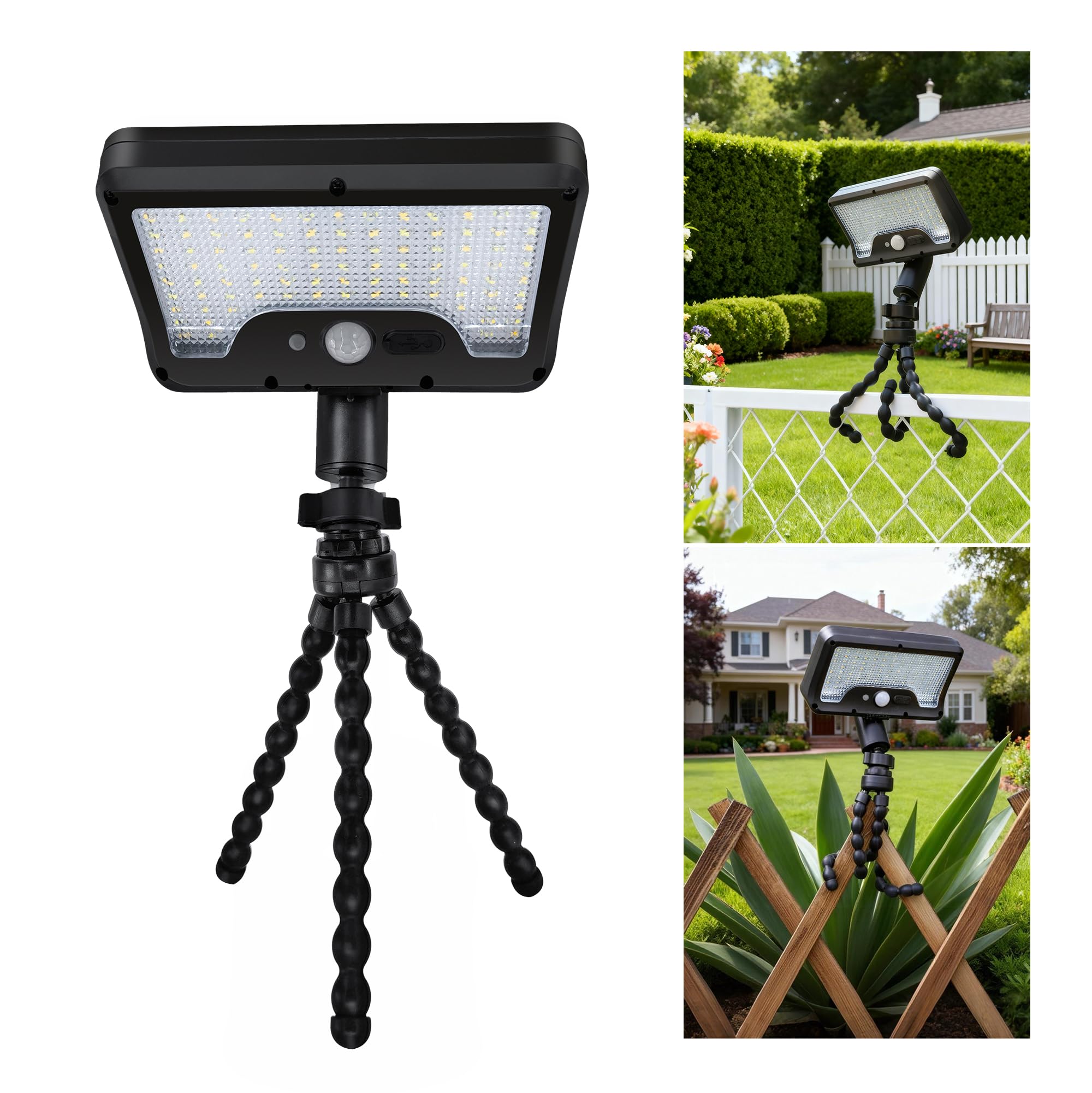 Octopus Solar Motion Lights Outdoor, 600LM, 1 Pack, Black