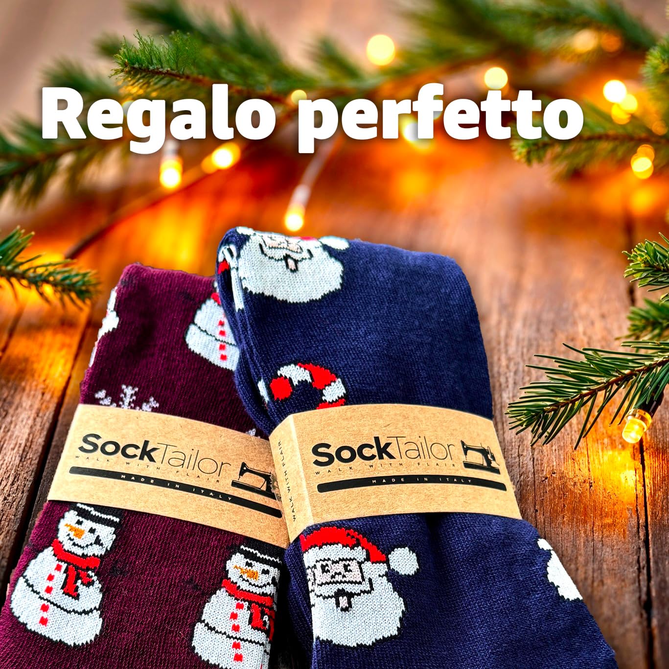 Calze Natalizie Uomo Lunghe in Caldo Cotone, Calzini Natale Eleganti Fantasia Invernale, Idea Regalo Originale Tre Quarti