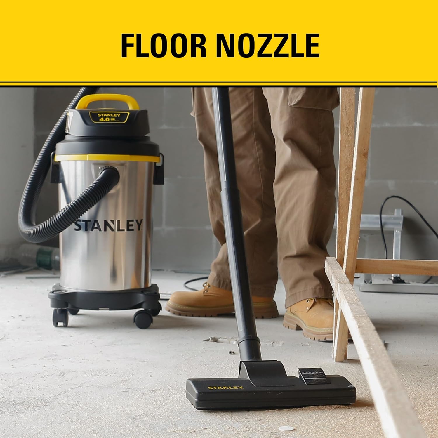 STANLEY Wet Dry Vacuum, 4 Gallon 4 Peak HP Stainless Steel Portable Shop Vac for Garage, Workshop, Basement, Car Detailing
